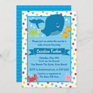 Cute Under the Sea Whale Ocean Baby Shower Invitation