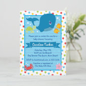 Cute Under the Sea Whale Ocean Baby Shower Invitation (Standing Front)