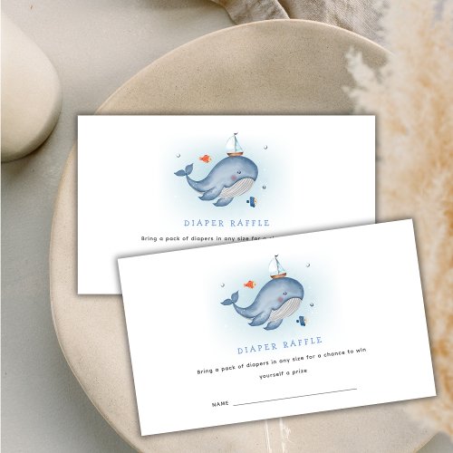 Cute Under The See Whale Diaper Raffle Baby Shower Enclosure Card