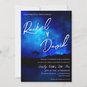 Cute Under the Stars Night Sky Typography Wedding