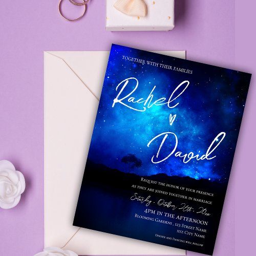 Cute Under the Stars Night Sky Typography  Wedding