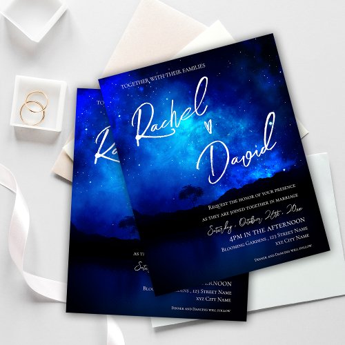 Cute Under the Stars Night Sky Wedding Invitation 