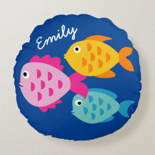 Cute under the water sea life fish kid's nursery round pillow
