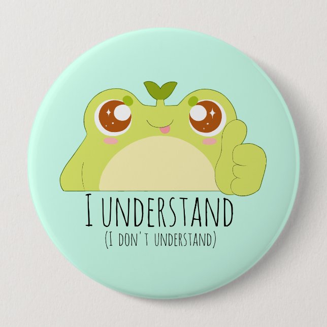 Cute Understand Green Frog Button (Front)