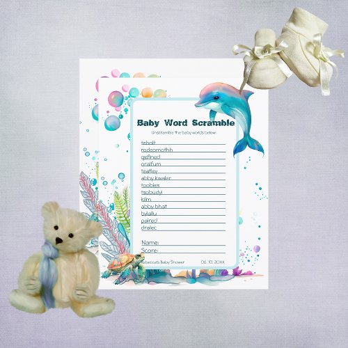 Cute Underwater Baby Shower Word Scramble Game