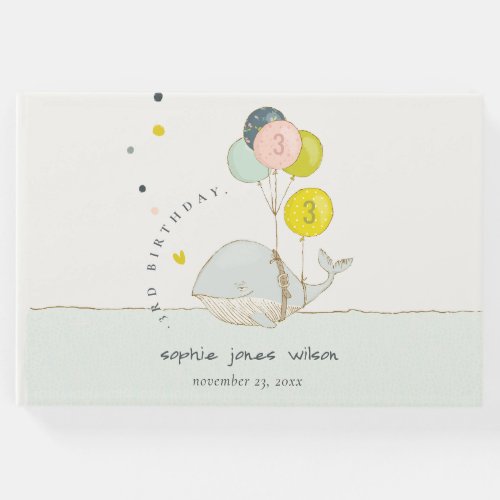 Cute Underwater Balloon Heart Whale Kids Birthday Guest Book