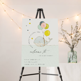 Cute Underwater Balloon Whale Baby Shower Welcome Foam Board