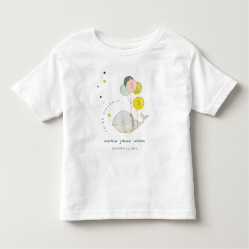 Cute Underwater Balloon Whale Heart Kids Birthday Toddler T_shirt