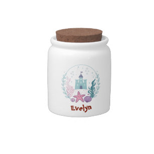 Cute Underwater Castle with Starfish and Seashells Candy Jar