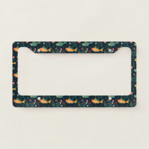 Cute Underwater Goldfish Koi Aquatic Plant Pattern License Plate Frame