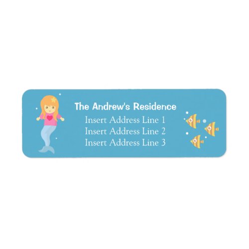 Cute Underwater Little Mermaid RSVP Address Label