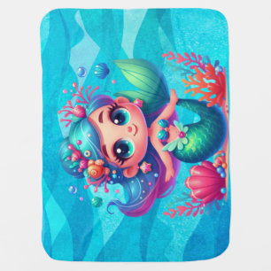 Cute underwater mermaid baby blanket