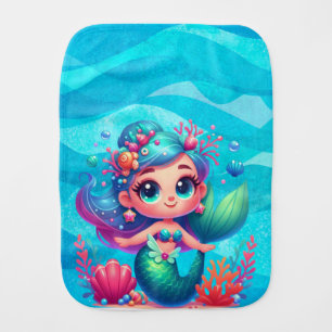 Cute underwater mermaid baby burp cloth