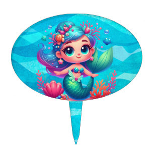 Cute underwater mermaid cake topper