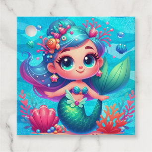 Cute underwater mermaid favor tags