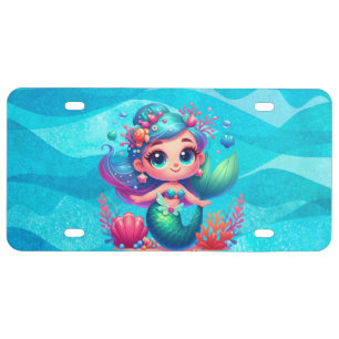 Cute underwater mermaid license plate