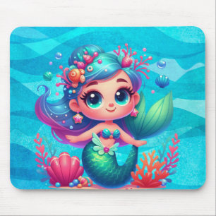 Cute underwater mermaid mouse pad