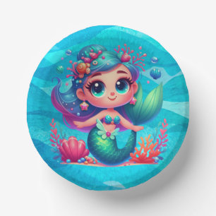 Cute underwater mermaid paper bowls