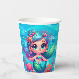 Cute underwater mermaid paper cups