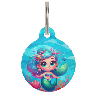 Cute underwater mermaid pet ID tag