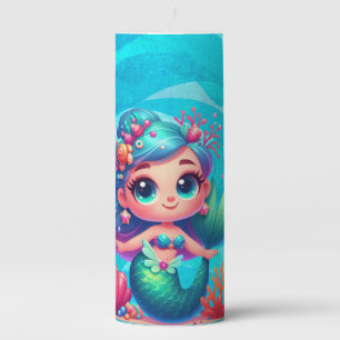 Cute underwater mermaid pillar candle