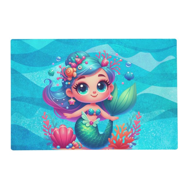 Cute underwater mermaid placemat (Front)