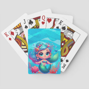 Cute underwater mermaid poker cards