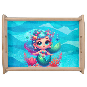 Cute underwater mermaid serving tray