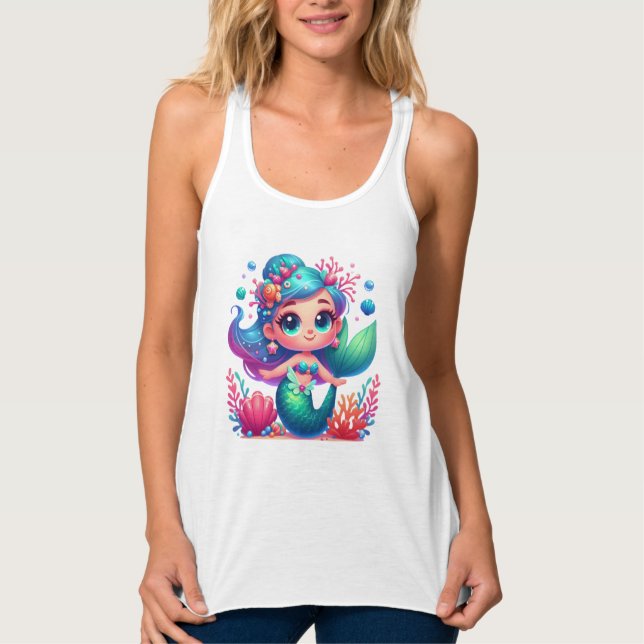 Cute underwater mermaid tank top (Front)