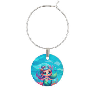 Cute underwater mermaid wine charm