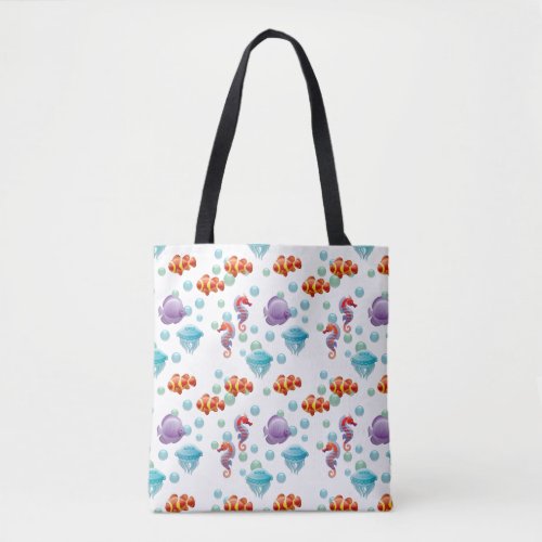 Cute Underwater Ocean Sea Life Fish Tote Bag