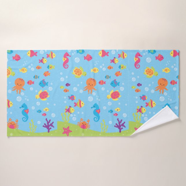 Cute Underwater Scene Bath Towel (Bath Towel)