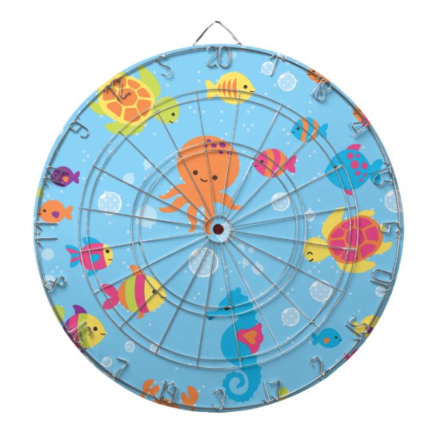 Cute Underwater Scene Dart Board (Front)