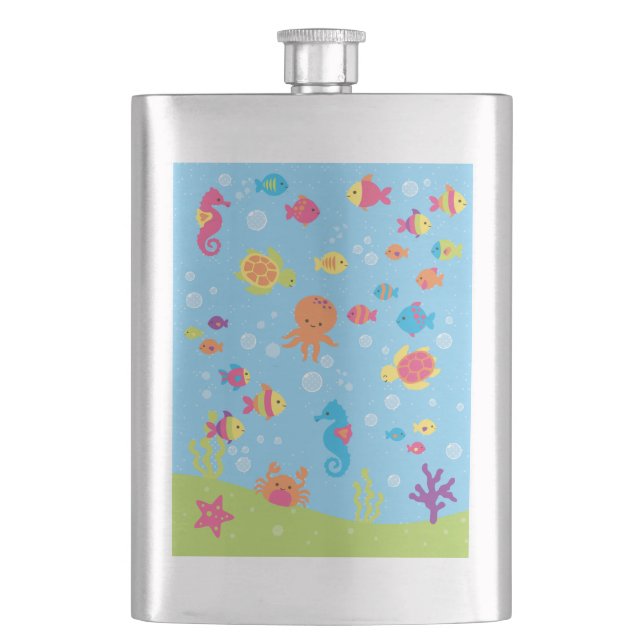 Cute Underwater Scene Flask (Front)