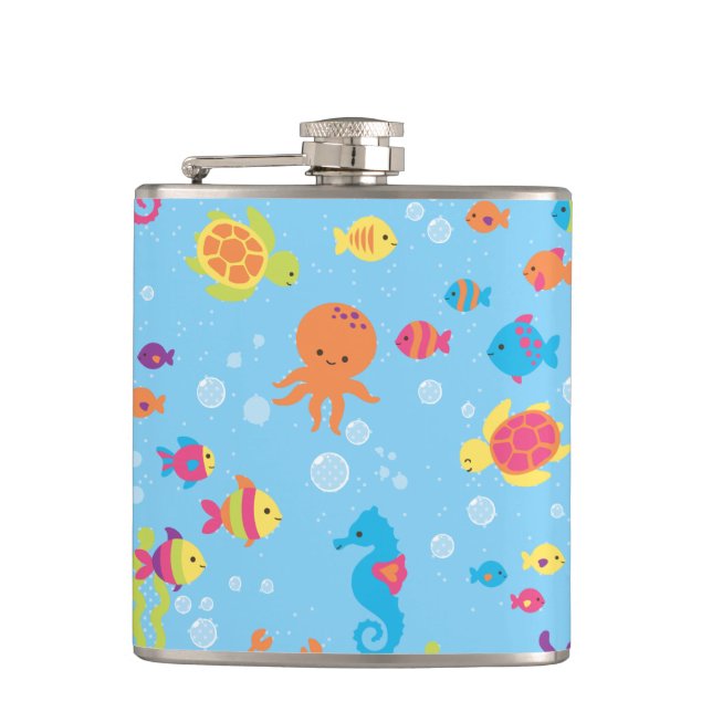 Cute Underwater Scene Flask (Front)