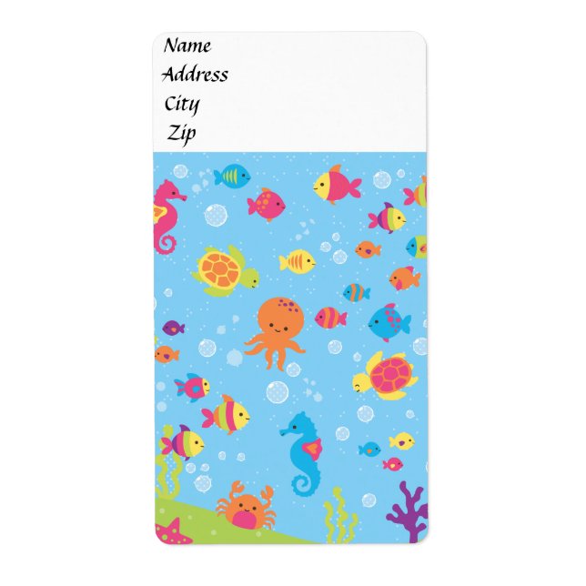 Cute Underwater Scene Label (Front)