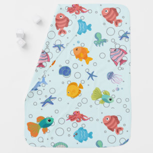 Cute Underwater Sea Life Baby Blanket