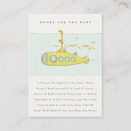 Cute Underwater Submarine Books For Baby Shower Enclosure Card