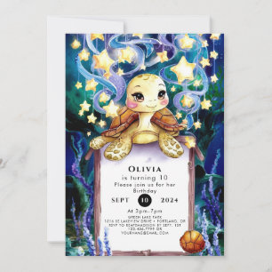 Cute Underwater Turtle Birthday Invitation