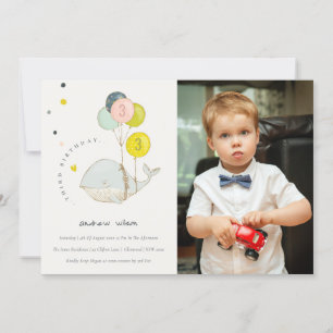 Cute Underwater Whale Photo Kids Birthday Invite