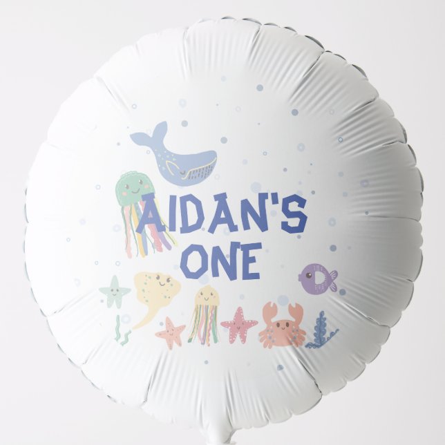 Cute Underwater World First Birthday Balloon (Front)