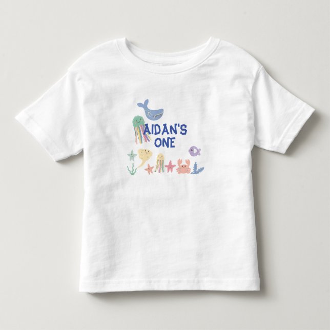 Cute Underwater World First Birthday Toddler T-shirt (Front)