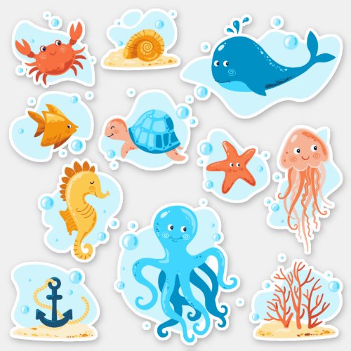 Cute underwater world Ocean life Sticker