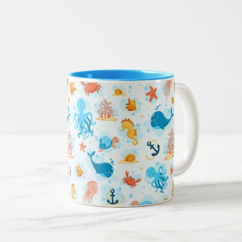 Cute underwater world Ocean life Under the Sea Two_Tone Coffee Mug