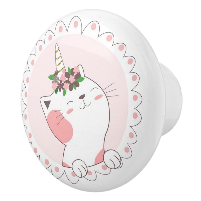 Cute Unicat Ceramic Knob (Right)