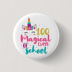 Cute Unicorn 100 Magical Days Of School Button