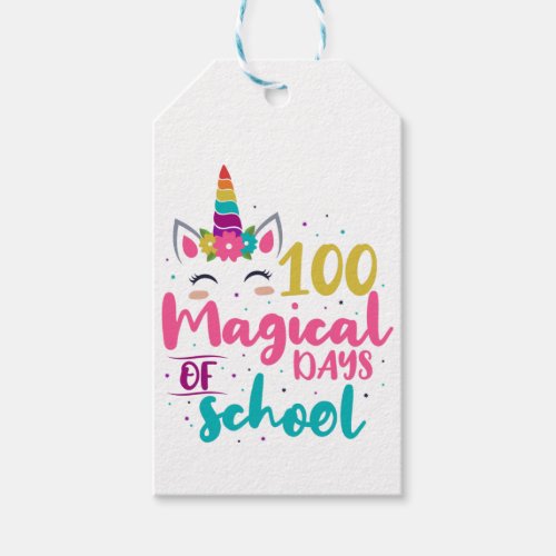 Cute Unicorn 100 Magical Days Of School Gift Tags