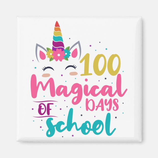 Cute Unicorn 100 Magical Days Of School Magnet (Front)