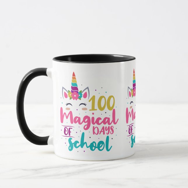 Cute Unicorn 100 Magical Days Of School Mug (Left)