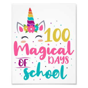 Cute Unicorn 100 Magical Days Of School Photo Print